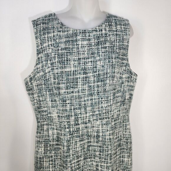 Pendleton Womens Sheath Dress Sz 14 Tweed Gray Blue Sleeveless Lined Knee Length - Picture 3 of 11